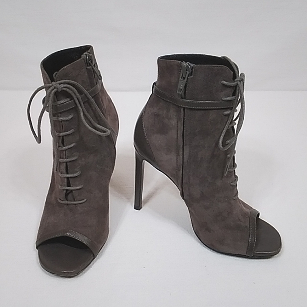 Saint Laurent Jane Suede Ankle Booties Sz 36